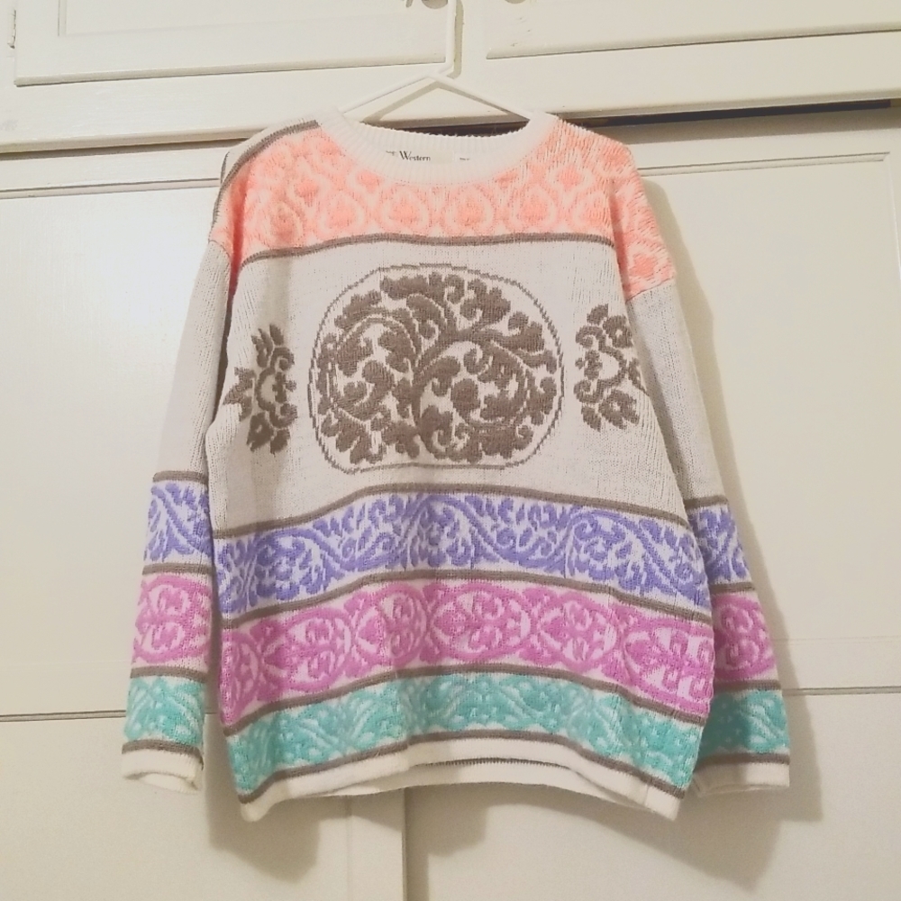 Western Connection Knit Patterned Sweater - image 1